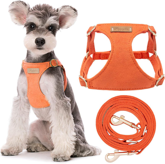 Puppytie No Pull Dog Harness with Multifunction Dog Leash,Soft Adjustable No Choke Escape Proof Pet Harness Vest for Medium Dogs or Large Dogs,Orange,M