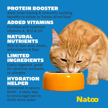 NATOO Cat Food Topper for Picky Eaters & Healthy Soft Cat Treat (Salmon & Pumpkin), Wet Food with Gravy, High Protein & Limited Ingredient, 2.4 oz (Case of 20)