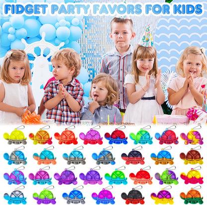 Pop Fidget Toys Bulk Its Kids Party Favors 30 PCS Turtle Toys Mini Pop Keychain It Sensory Fidget Toy Pack Fidgets for Classroom Prizes for Kids Students Carnival Prizes Birthday Goodie Bag Stuffers
