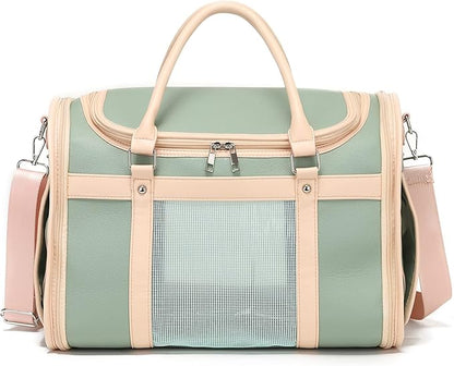 Airline Approved Pet Carrier Backpack, Waterproof PU Foldable Design with Light-Blocking Ventilation, TSA-Compliant Travel Bag for Cats & Small Dogs – Easy Hose Wash & 360° Breathable Mesh