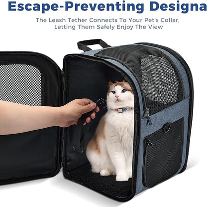 Apollo Walker Dog & Cat Carrier Backpack for 4-18lb Pets - Ventilated Safe Design with Padded Back Support, Breathable Mesh Pet Backpack for Hiking, Travel, Outdoor (Navy)