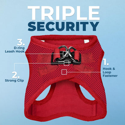 Best Pet Supplies Voyager Step-in Air Harness - All Weather Mesh, Reflective, No Pull Harness for Dogs, Cats - Secure with Hook & Loop Fastener, Buckle, Double D-Rings - Red, XL