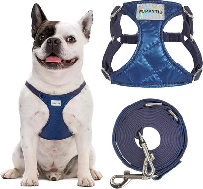 Puppytie No Pull xs Dog Harness with Multifunction Dog Leash,Soft Adjustable No Choke Escape Proof Pet Harness Vest,Glossy Sapphire Blue,XXS