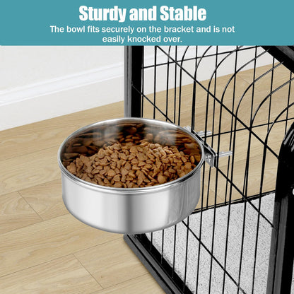 Dog Bowl Stainless Steel Pet Hanging Food Water Bowl Cage Feeding Cup Feeder for Dogs Cats Rabbits Birds Small Animal (X-Large)