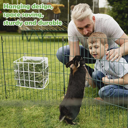 Rabbit Hay Feeder with Heavy-Duty Metal Frame Rabbit Hay Holder, Bunny Hay Feeder Guinea Pig Hay Holder,for Rabbits Guinea Pigs Bunny Chinchillas and Small Animals (White)