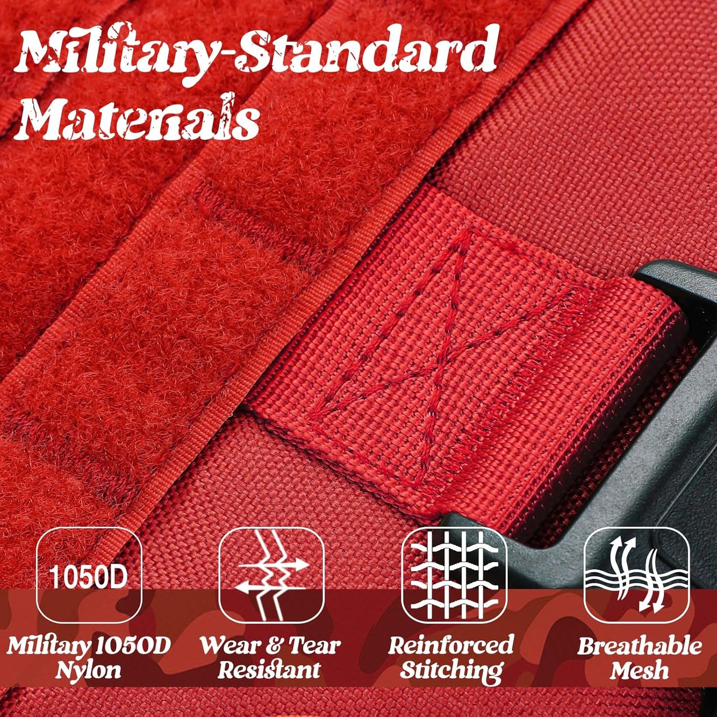 rabbitgoo Tactical Dog Harness for Small, Heavy Duty Pet Harness with Handle, No-Pull Service Vest Small Breed, Adjustable Military Dog Vest for Training Hunting Walking, Red, S