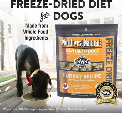 Northwest Naturals Freeze-Dried Turkey Dog Food - Bite-Sized Nuggets - Grain-Free, High-Protein Diet, Human-Grade Pet Food, Limited Ingredients, All Natural, Healthy & Nutritious - 12 Oz (Pack of 2)
