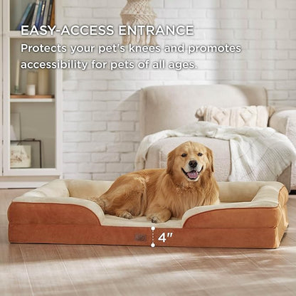Bedsure XXL Orthopedic Dog Bed for Extra Large Dogs - Washable Giant Dog Cat Bed Waterproof, Comfort Dogs Couch Sofa with Washable Removable Cover, Pet Bed with Nonskid Bottom, Ember Clay, 52"