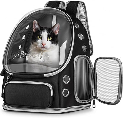 Cat Backpack Carrier with Bubble Window, Breathable & Foldable Pet Travel Carrier for Small Dogs and Cats, Airline-Approved for Hiking & Outdoor Use