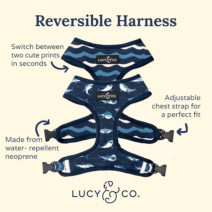 Lucy & Co. Reversible Dog Harness Walking Halter - Harnesses for Small Medium Large XL Dogs - Padded Adjustable - for German Shepherd Pug French Bulldog English Bulldog