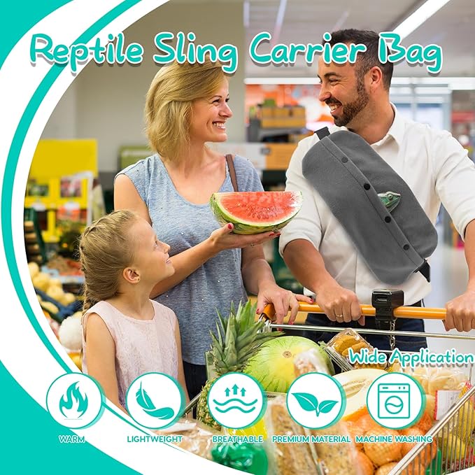 Bearded Dragon Leash and Harness Set, Lizard Bearded Dragon Leash and Carrier, Adjustable Harness with Leather Wings and Sling Bag,Reptile Small Pet Backpack for Outdoor Travel Walking (Gray)