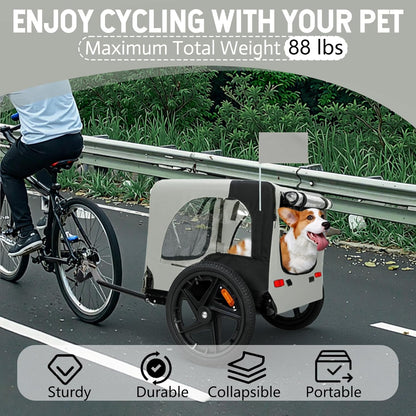 Pet Bike Trailer for Dogs, 88LBS Capacity Dog Bicycle Trailer with 20" Pneumatic Rubber Wheels, Multi-Directional Ventilation, Waterproof Cover, Perfect for Cycling with Pets