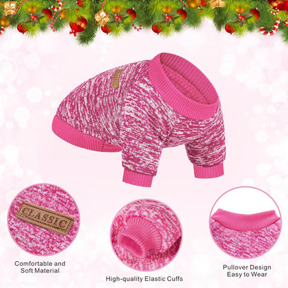 2 Pieces Pet Dog Classic Knitwear Sweater, Fleece Coat for Small,Medium Dogs,Warm Pet Dog Cat Clothes,Soft Puppy Customes for Chihuahua Yorkshire Tzu (Rose Red Orange,XL)