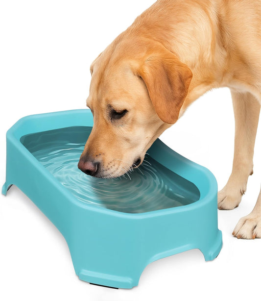Neater Pet Brands Large Water Bowl for Dogs, Outdoor Dog Water Bowl (1.25 Gallon Extra-Large Capacity), Big Trough Style Food Dish for Indoors or Outside, No Spill Large Dog Bowls, Aquamarine