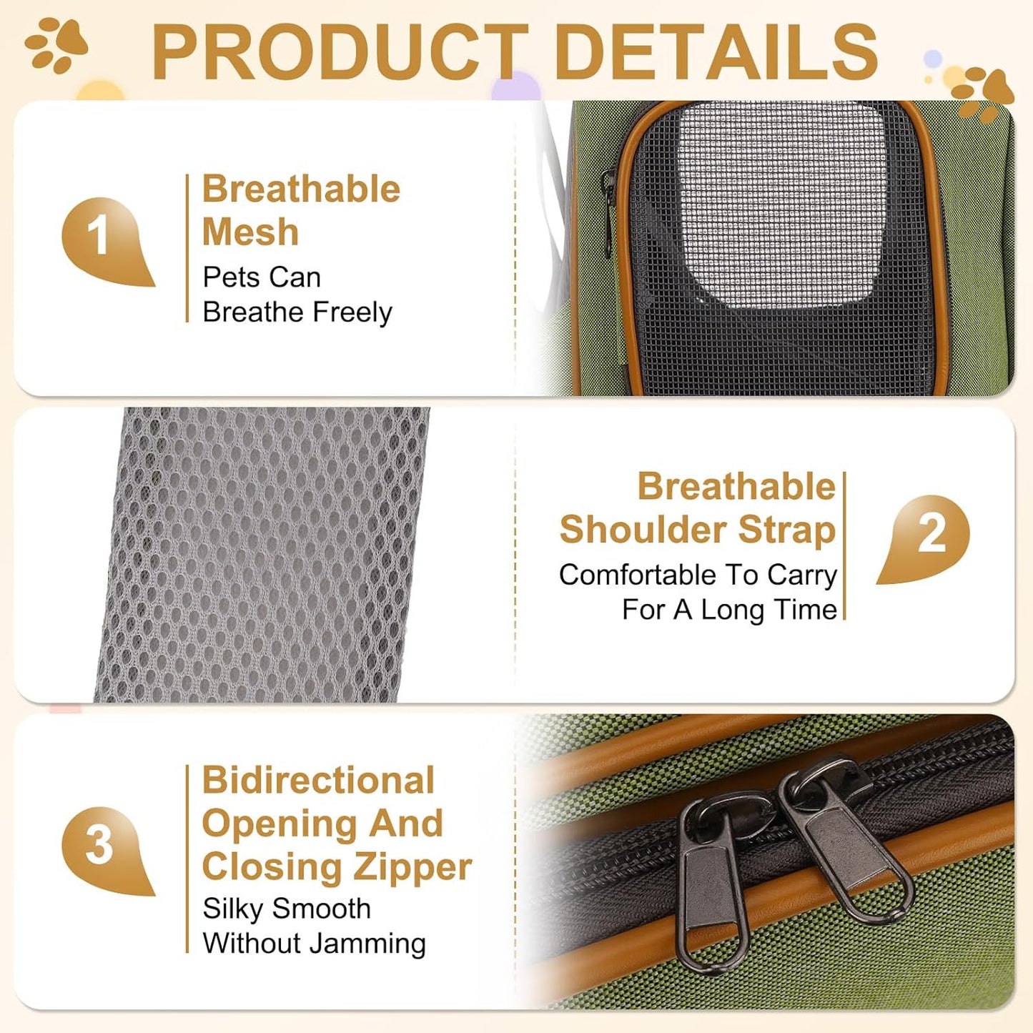 Pet Backpack Carrier, Portable and Ventilated, Oxford Cloth, Dog Cat Travel Bag with Transparent Cover 12.6", (Green, 1 Pcs), Intended for Hiking/Camping/Traveling