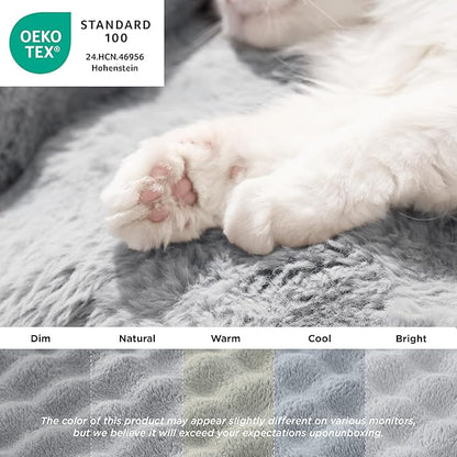 LE SURE Cute Cat Couch for Pets - Fluffy Original Bear Design for Small Dog Bed, Supportive Dog Couch with Removable Washable Cover, Puppy Bed for Small and Medium Dogs, 28inch, Pastel Grey