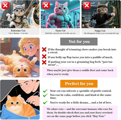 Cinf Cat Nail Clipping Cleaning Grooming Restraint Bag No Scratching Biting for Bathing Nail Trimming Injecting Examining(Navy Blue,M)