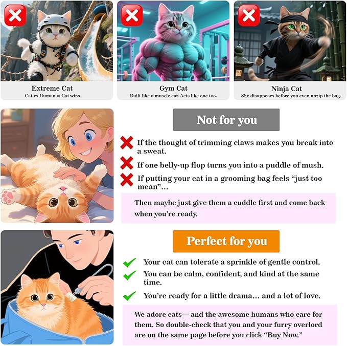 Cinf Cat Nail Clipping Cleaning Grooming Restraint Bag No Scratching Biting for Bathing Nail Trimming Injecting Examining(Black,S)