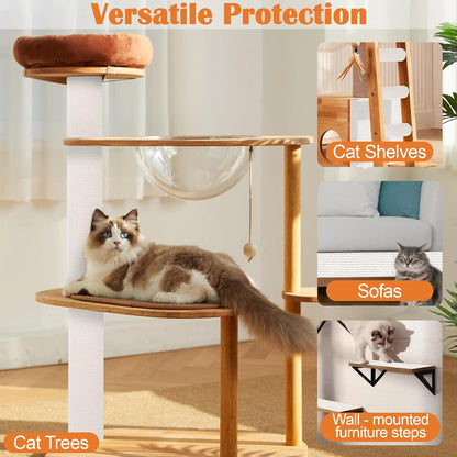 Cat Scratch Furniture Protector - 40" x 15.8" Trimmable Self-Adhesive Cat Claws Scratching Pads, Sisal DIY Climbing Couch Protector for Scratch Post Cats Tree Replacement Indoor (Cream White)