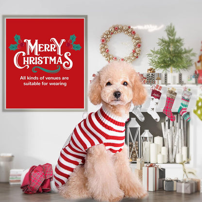 PETCARE Santa Dog Sweater Christmas Funny Cute Red Striped Cat Sweater Vest Pet Holiday Dog Clothes Puppy Sweaters for Small Medium Large Dogs Cats Fall Winter Outfits Xmas Dogs Costume,Large
