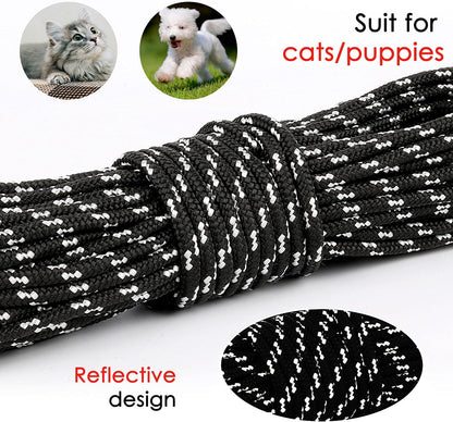 Rypet Reflective Cat Long Leash - 50 FT Escape Proof Walking Leads Yard Long Lead Durable Safe Personalized Extender Leash Traning Play Outdoor for Kitten, Puppy, Rabbit and Small Animals