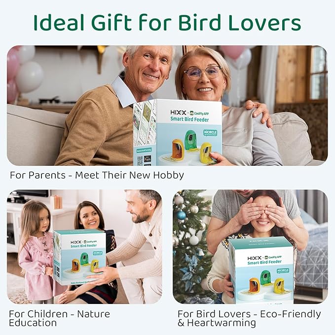 HIXX Smart Bird Feeder with Camera, AI Identify Birds & Auto Capture, 2K HD Live Camera Birdwatching with Color Night Vision for Bird Lovers Gifts (Pea Green)