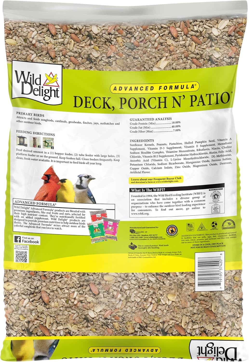 Wild Delight Deck, Porch N' Patio No Waste Bird Food, 20 lb-(374200),Tan