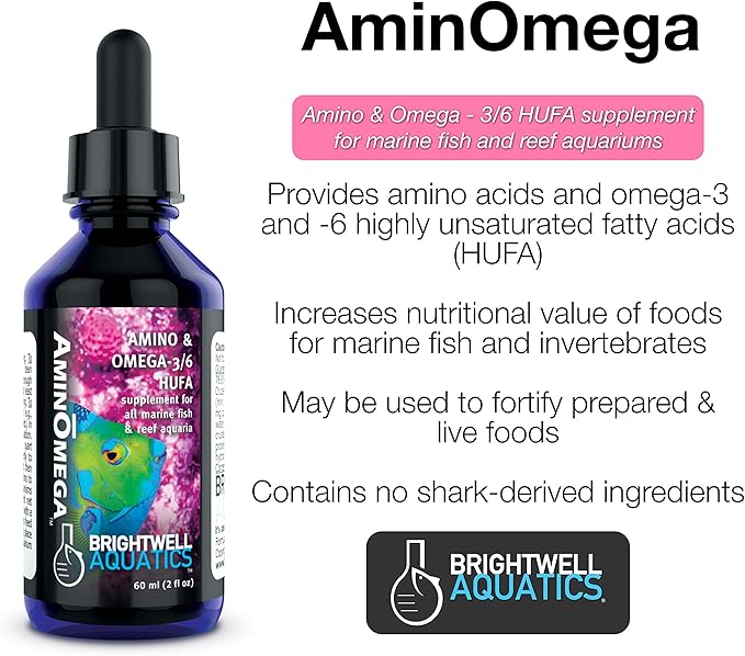 Brightwell Aquatics AminOmega - Amino & Omega - 3/6 HUFA Supplement for All Marine Fish & Reef Aquariums (Pack of 5)