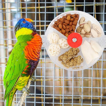 Bird Creative Foraging System Wheel Seed Food Ball Rotate Training Toy for Small and Medium Parrots Parakeet Cockatiel Conure (Clear)