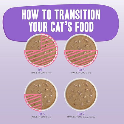 Weruva B.F.F. OMG - Best Feline Friend Oh My Gravy!, Rainbow A Gogo Variety Pack! Cat Food, 3oz Pouch (Pack of 12)