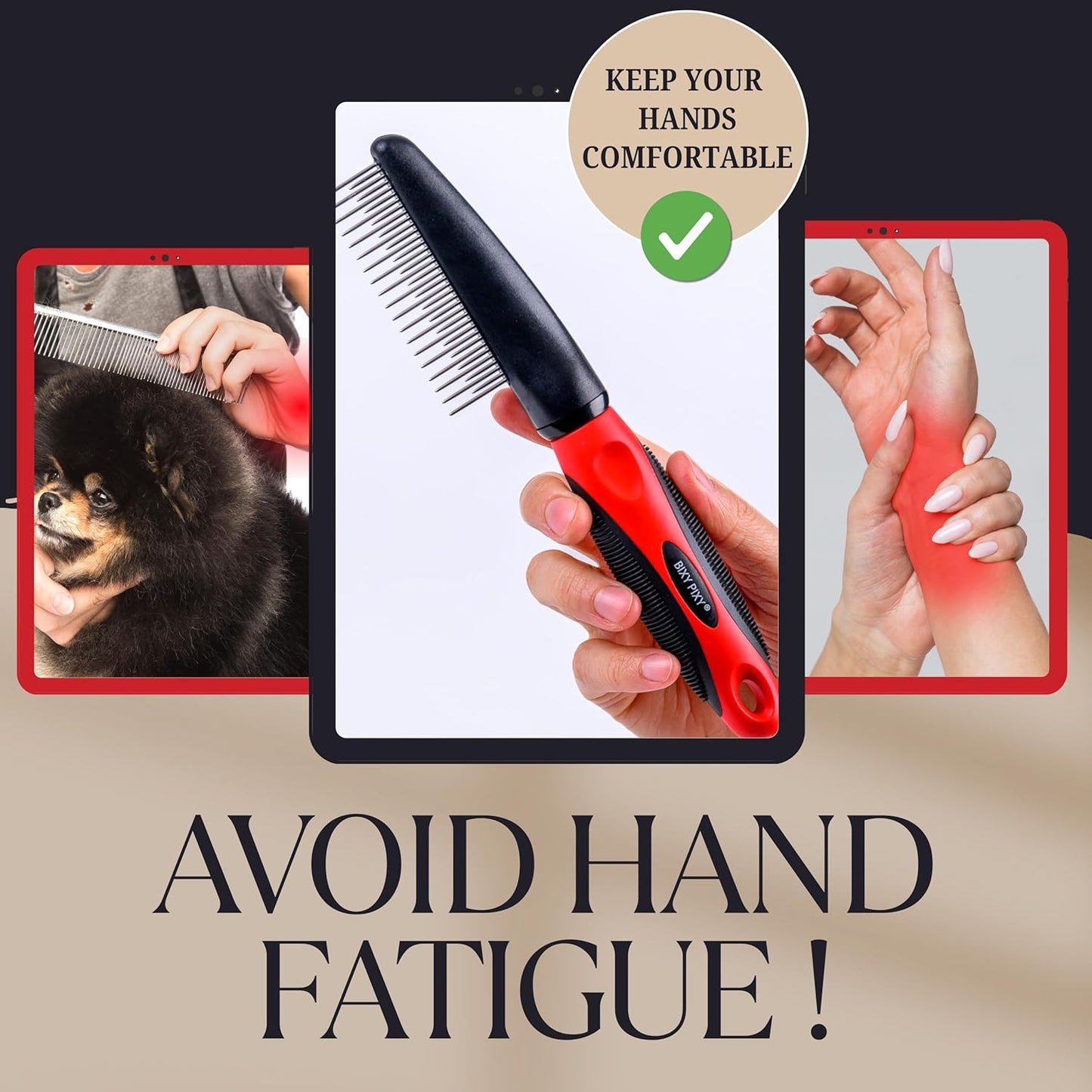 Poodle Comb with Rotating Teeth - 5-in-1 Dog Dematting Tool - Used for Small Size Breeds and Puppies - Cat Comb for Shedding and Deshedding