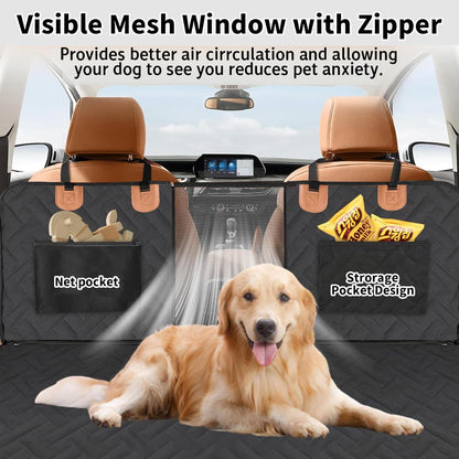 Back Seat Extender for Dogs,Dog Car Seat Cover for Back Seat,Hard Bottom Dog Bed for Car with Mesh Window,100% Waterproof and 600D Oxford Scratch-Resistant Backseat Car Seat for Cars Trucks and Suv