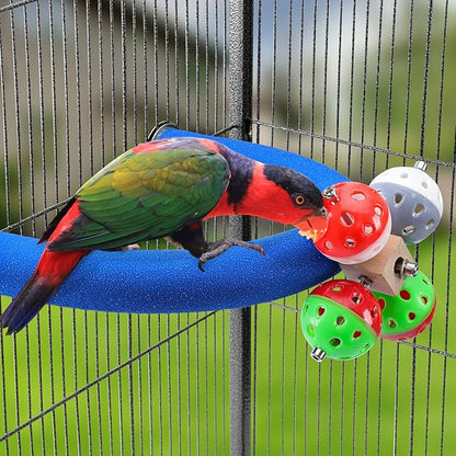 U Shape Parrot Perch Stand Toy Bird Platform Sand Paw Grinding Clean Stick Exercise Conure Budgie Cockatiel Cage Accessories (Blue-Rotate)