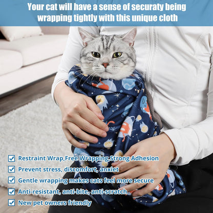 Cat Grooming Wrap,Anti-Escape Cat Wrap for Grooming,Self-Adherent Soft Cat Blanket to Wrap,Anti-Bite,Clip Nails,Anti-Scratch,Cat Calming Wrap,Cat Burrito Wrap,Swaddle Wrap Pet Tool