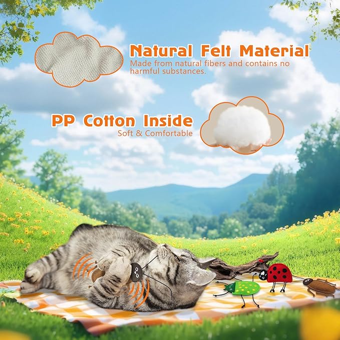 3 Pack Realistic Bug Catnip Cat Toys,Bell Sould Kitten Bite Interactive Kicker Toys for Cat's Natural Hunting