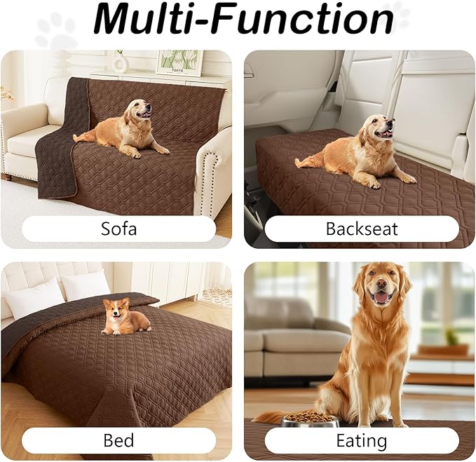 hyha Waterproof Dog Bed Blanket, Soft Pet Blankets, Waterproof Couch Cover for Dogs, Reversible Sofa Covers Washable for Furniture (82x82 Inch, Chocolate/Brown)