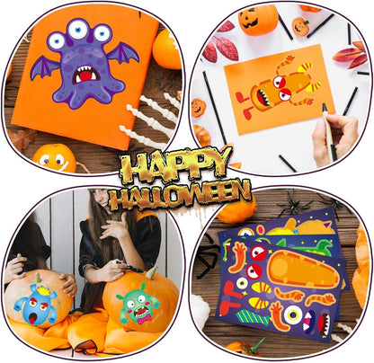 50 Sheets Make a Monster Face Stickers for Kids Make Your Own Little Monster Sticker Sheets Halloween Party Favor Stickers Birthday School Classroom Reward Gift