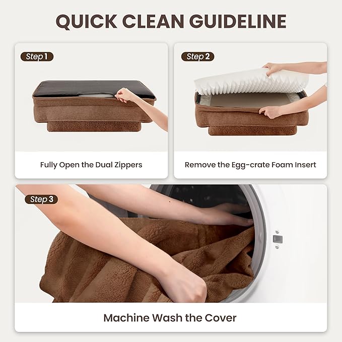 Orthopedic Dog Beds for Medium Size Dogs, Waterproof Egg-Crate Foam Pet Couch Bed with Soft Sides, Non-Slip Dog Sofa with Fleece Removable Washable Cover, 28" L Supportive Pet Sofa, Brown