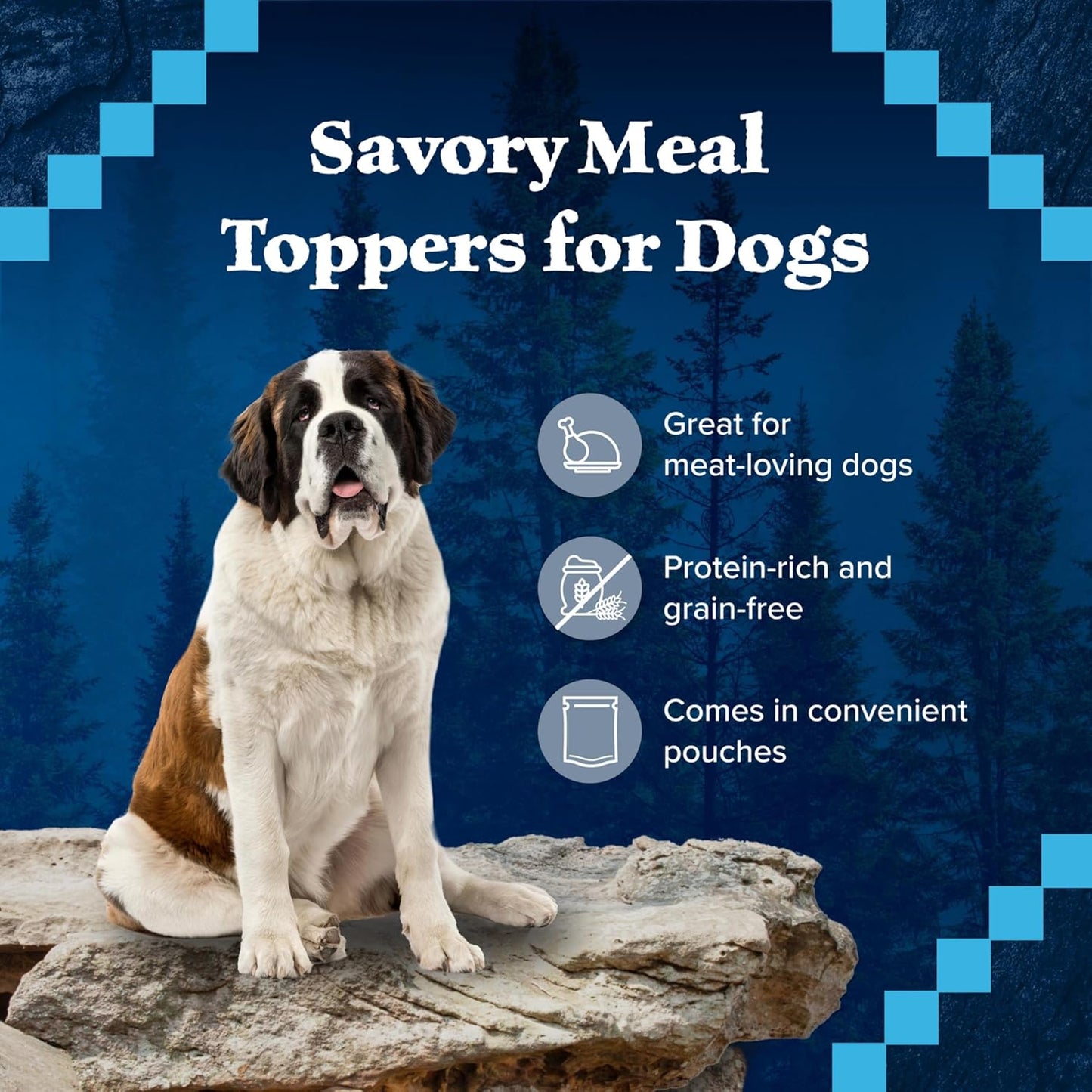 Blue Buffalo Wilderness Trail Toppers Wild Cuts Natural High-Protein Dog Wet Food, Chicken Bites in Hearty Gravy, 3-oz Pouch, 24 Count
