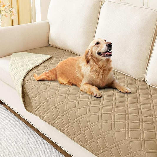 hyha Waterproof Dog Bed Blanket, Soft Pet Blankets, Waterproof Couch Cover for Dogs, Reversible Sofa Covers Washable for Furniture (30x70 Inch, Camel/Beige)