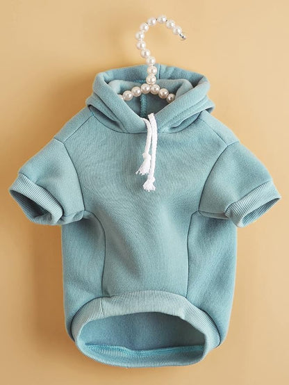 QWINEE Basic Dog Hoodie Sweatshirt Puppy Sweater Warm Cat Costumes Pet Clothes for Chihuahua Puppy Kitten Small Medium Dogs Cadet Blue Medium