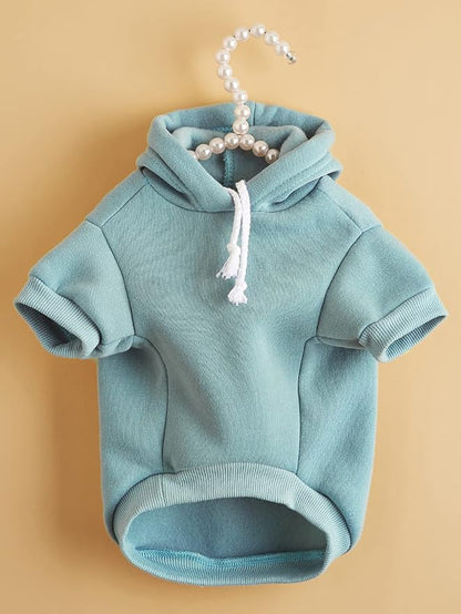 QWINEE Basic Dog Hoodie Sweatshirt Puppy Sweater Warm Cat Costumes Pet Clothes for Chihuahua Puppy Kitten Small Medium Dogs Cadet Blue Small