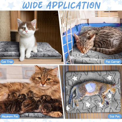 VitalCozy 2 Pack Self Warming Cat Mat Self Heating Pad Bed Reversible Machine Washable Reflects Body Heat Warm Thermal Pet Pad Crate Blanket for Feral and Indoor Cat(Double Star,20'' X 30'')