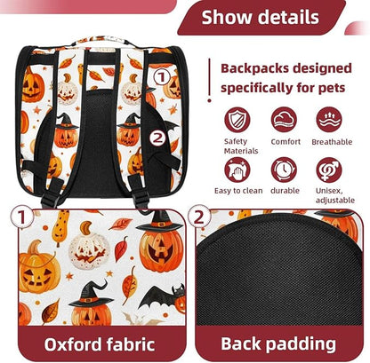 Pumpkin Helloween15 Pet Travel Carrier | Ventilated Comfortable Design with Safety Features | Ideal for Small to Medium Sized Pets Cats, Dogs etc