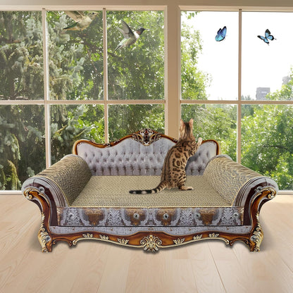 Luxury Cardboard Cat Scratcher Sofa Couch Bed, Couch Shaped Scratching Board, Scratch Lounge with Catnip, Cat Scratcher for Indoor Cats Grey