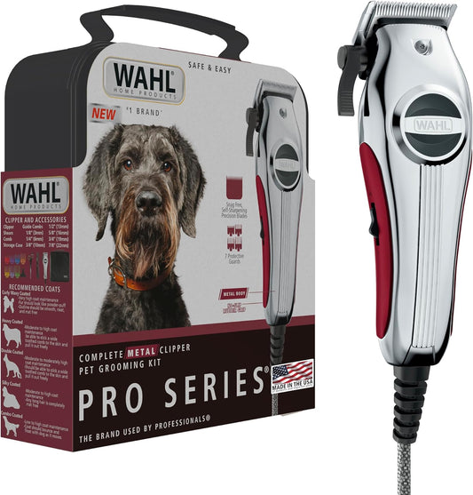 Wahl USA Pro Series All Metal Corded Dog Grooming Kit, an Ultra Quiet Dog Clipper with Metal Housing for Quieter and Cooler Operating - Model 3026335