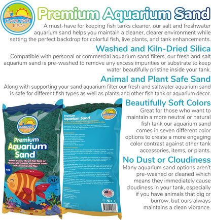 CLASSIC SAND & PLAY Natural Aquarium Sand for Freshwater and Saltwater Tanks, 40 lb. Bag, Improves Filter Life and Filtration Process, Pre-Washed Fine Sand, Green