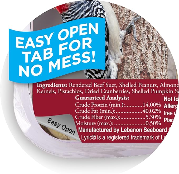 Lyric Fruit & Nut Wild Bird Seed Suet Cakes for Wild Birds, 12 oz. (12 Pack)