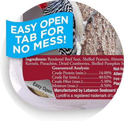 Lyric Fruit & Nut Wild Bird Seed Suet Cakes for Wild Birds, 12 oz. (12 Pack)