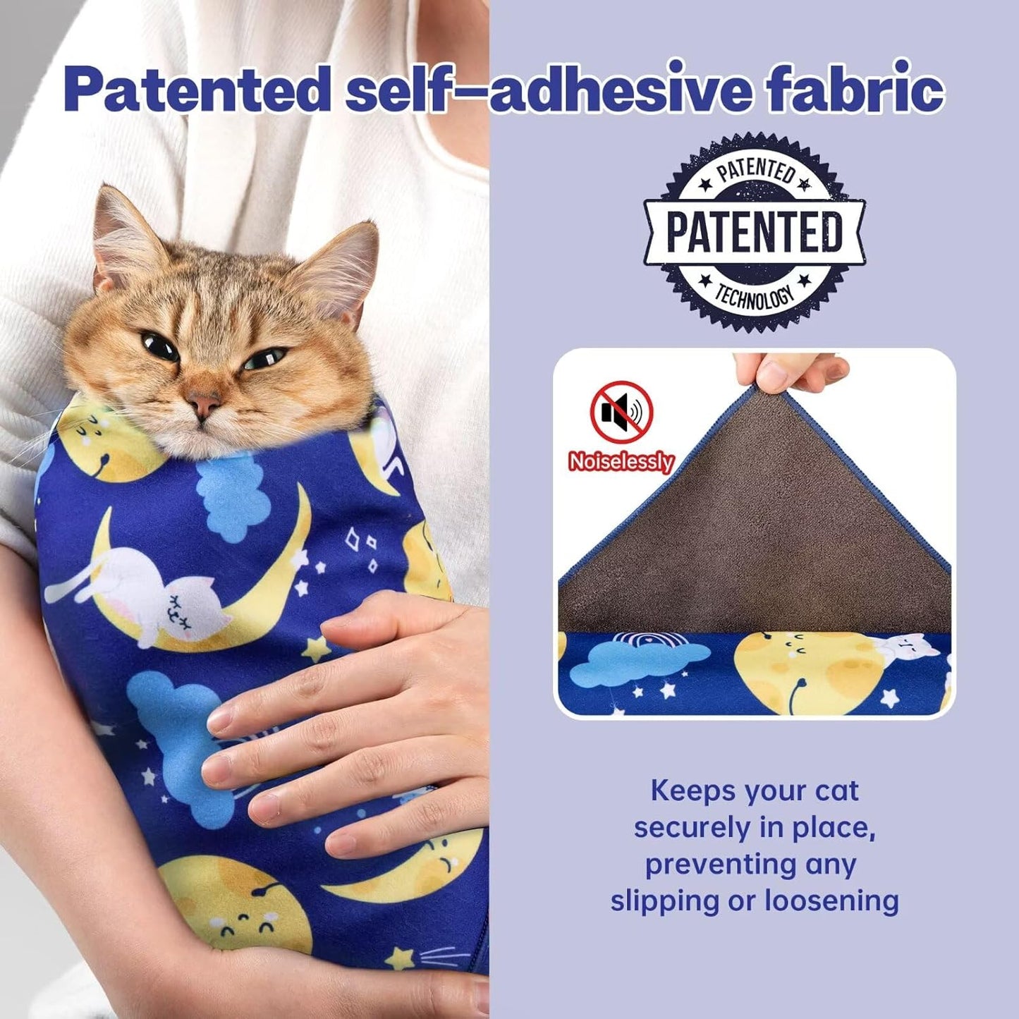 Paw Legend 27.6" Cat Wrap for Grooming Cat Wrap for Cutting Nails Cat Restraint for Nail Clipping Self Adhesive Blanket Restraint Cloth for Cats Within 15lbs